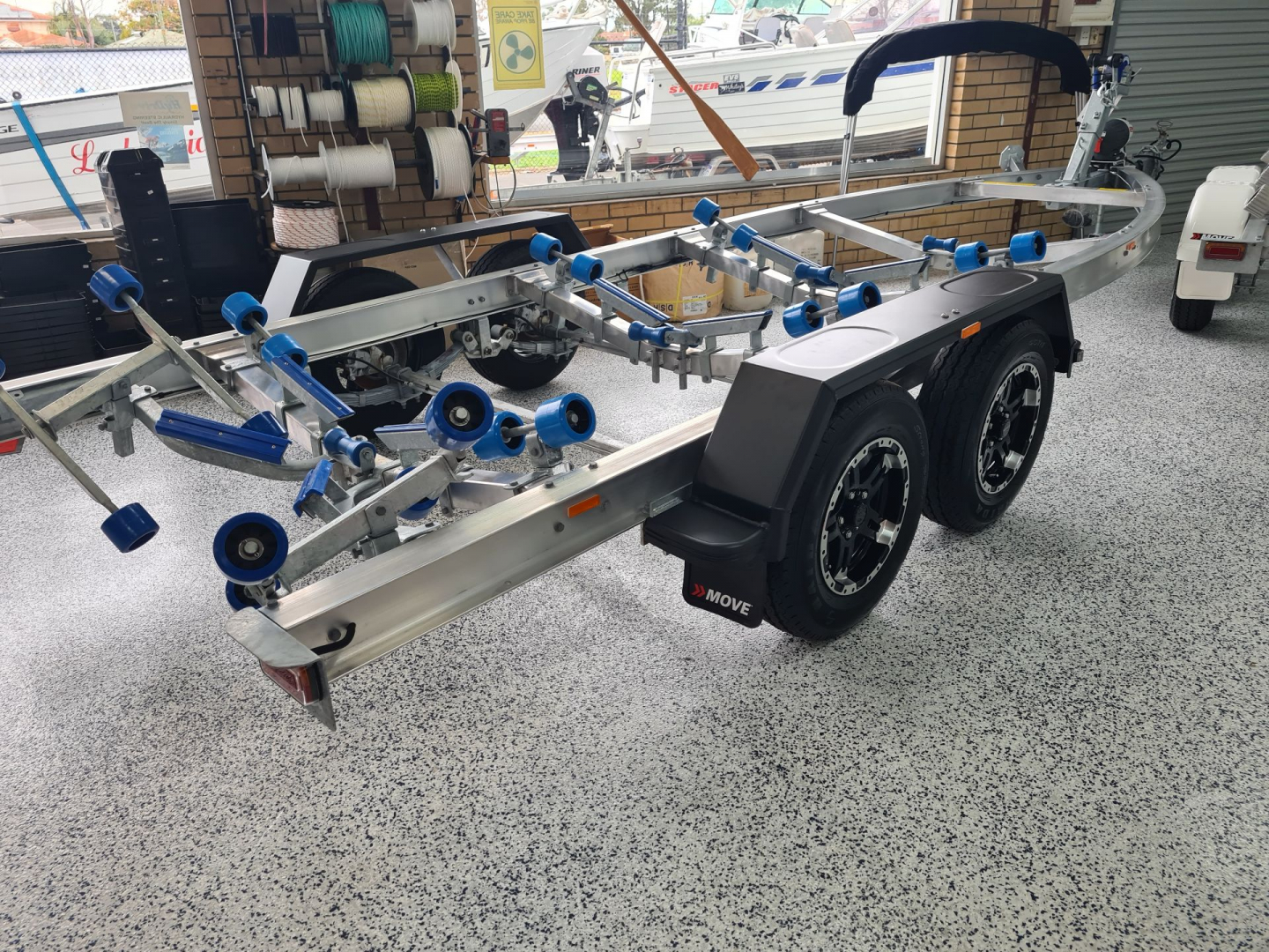 alloy move boat trailer to suite 6m to 7m boats 2600kg rated- roller
